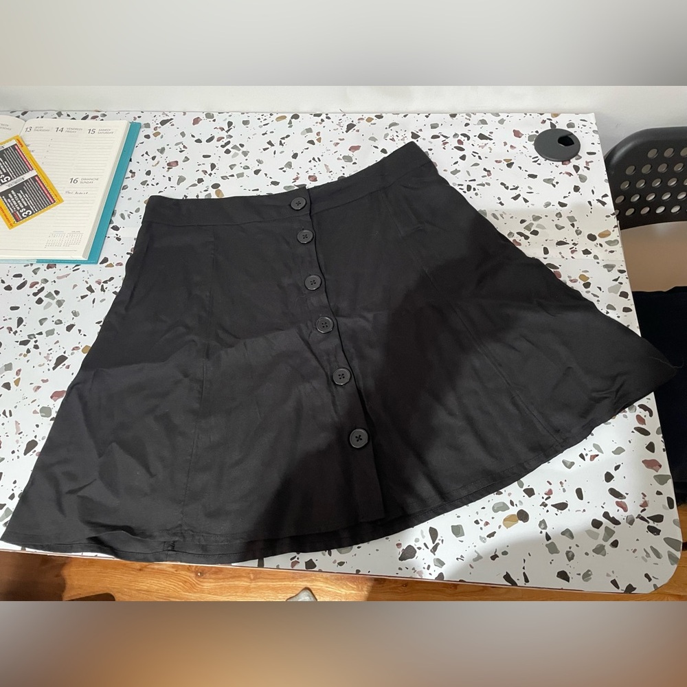 Classic Black Button-Up Skirt